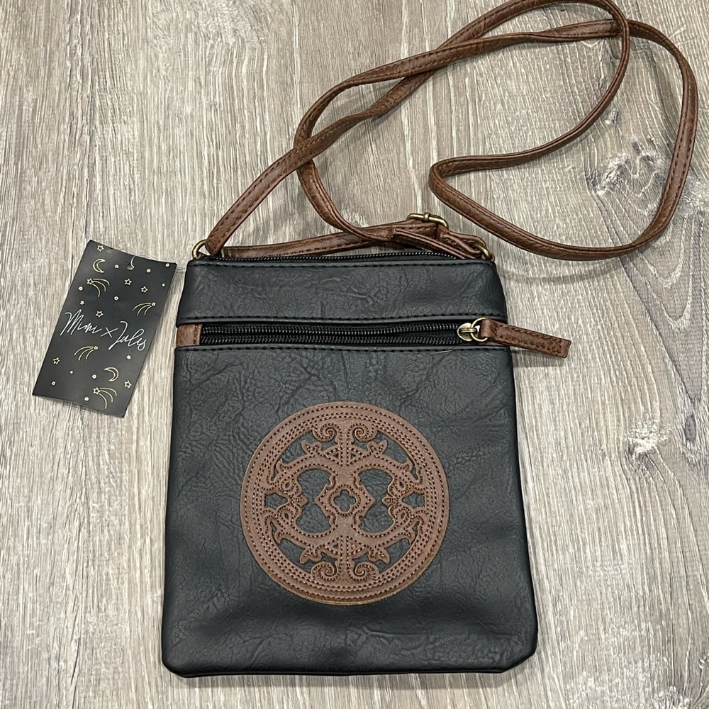 New Mimi X Jules Crossbody Purse Bag Black Brown C7